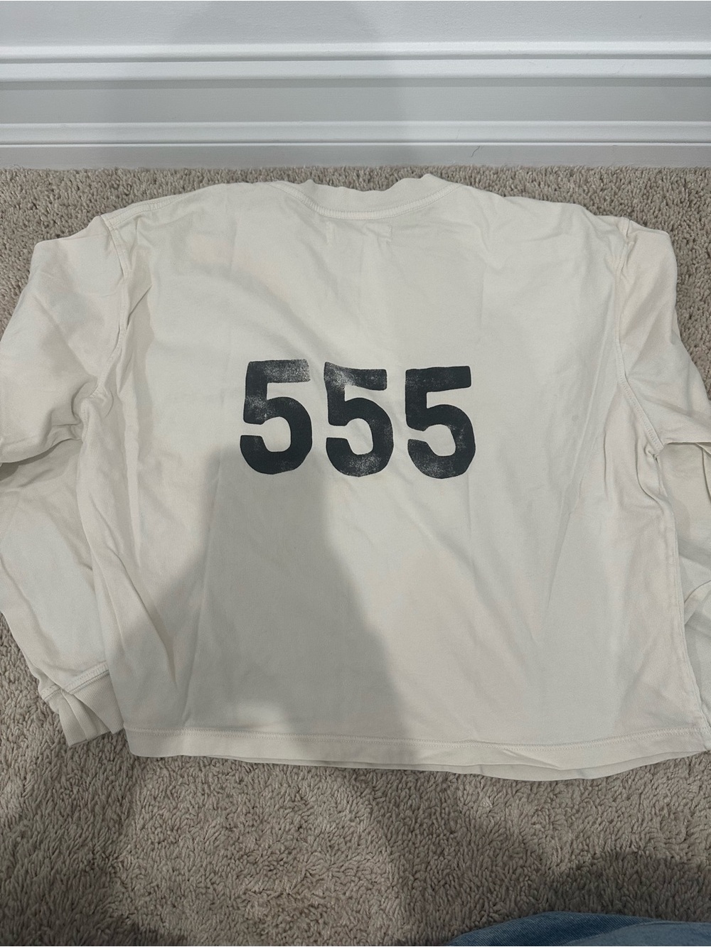 Spiritual Gangster Cream Long-Sleeve Shirt with Black 555 Graphic